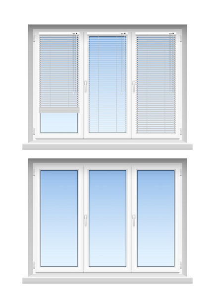 塑料窗户装饰2个现实的图标现代经典白色装饰重塑2现实百叶窗窗口图标矢量插图图片