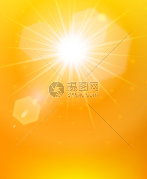 阳光背景橙色海报阳光抽象的橙色背景矢量插图上张贴着明亮的阳光耀斑图片