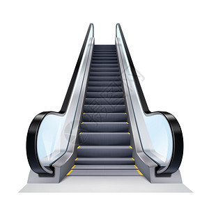 现实的自动扶梯插图白色背景上的单扶梯现实孤立矢量插图图片