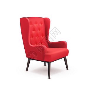 椅子逼真的图标红色软木写实椅子图标白色背景与阴影缩进矢量插图图片