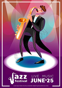 爵士音乐节卡通海报爵士音乐节海报爵士音乐节矢量插图爵士音乐节爵士音乐节卡通装饰符号图片
