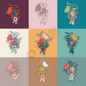 矢量花,收藏,植物花卉装饰手绘,矢量插图图片