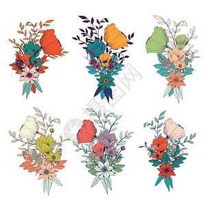 手绘花,用于婚礼邀请函生日贺卡,矢量插图背景图片