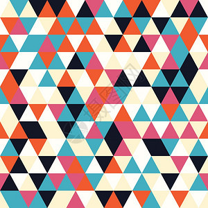几何无缝图案与彩色三角形复古,矢量插图图片