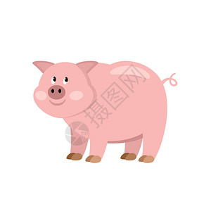 卡通猪农民动物矢量图片