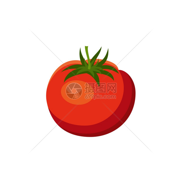 白色背景上的西红柿蔬菜,维生素,健康食品饮食,素食主义矢量图片