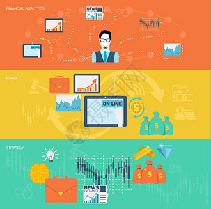 金融交易所金融分析外汇战略横幅孤立向量插图图片
