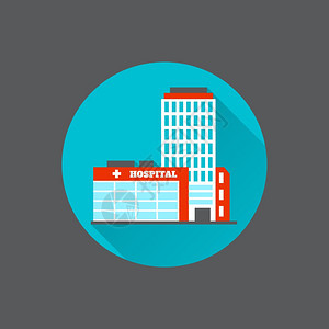现代扁平城市医院建筑装饰图标孤立矢量插图图片