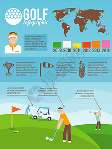 高尔夫游戏运动活动信息图表集与图表世界矢量插图图片