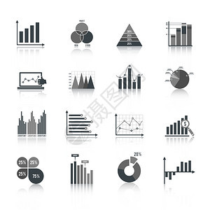 业务元素点条形图图黑色图标矢量插图图片