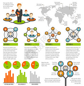 连接的人,社交网络信息集与图表世界矢量插图图片