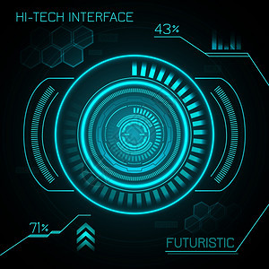 哈德高科技未来仪表板智能界背景矢量插图图片