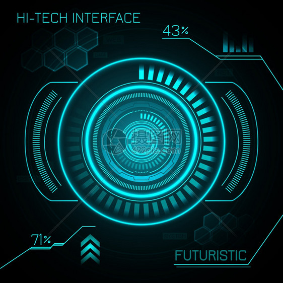 哈德高科技未来仪表板智能界背景矢量插图图片