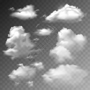 透明云,春天,阳光明媚,天气,云景,现实矢量插图图片