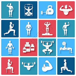 健身健身房健身动力提升图标矢量插图图片