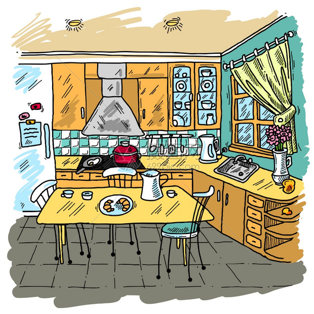 厨房一角色彩构图图片