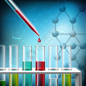 科学研究与吸管分析管密切现实背景矢量插图图片