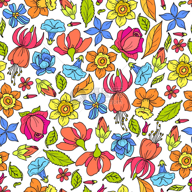 花夏时尚植物浪漫花无缝图案彩色矢量插图插画图片下载 正版图片 摄图网 花夏时尚植物浪漫花无缝图案彩色矢量插图插画图片下载 正版图片 摄图网