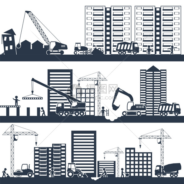 建筑工业成黑色与建筑机械人的工作矢量插图插画图片下载 正版图片 摄图网 建筑工业成黑色与建筑机械人的工作矢量插图插画图片下载 正版图片 摄图网