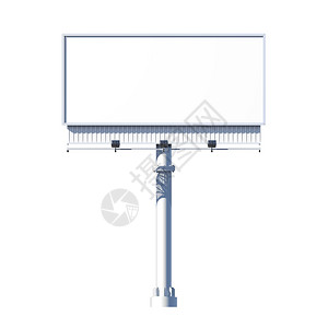 真实的三维户外空白广告广告牌隔离白色背景矢量插图上图片