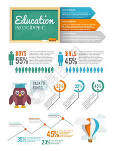 教育成就信息信息图集与图表矢量插图图片