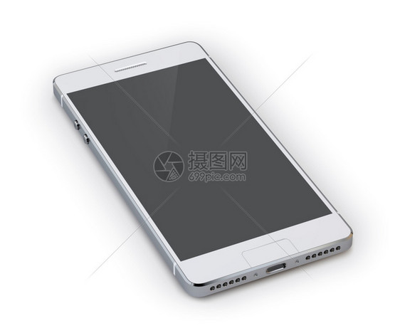 真实的三维灰色智能手机设备隔离白色背景矢量插图图片
