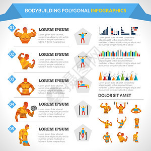 健美多边形信息与男女的数字图表矢量插图图片