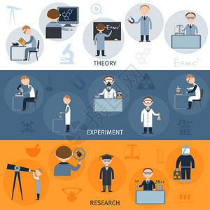 科学平横横幅理论实验研究元素孤立矢量插图图片