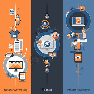 广告横幅垂直与户外互联网营销电元素孤立矢量插图图片