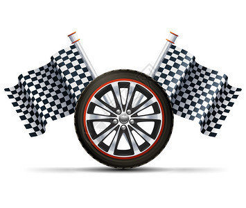 现实的汽车车轮与赛车运动矢量插图图片
