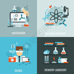 化学科学与调查实验室平图标孤立矢量插图化学平板电脑图片