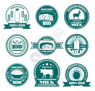 生态友好的奶牛场标志机干酪新鲜牛奶抽象孤立矢量插图生态农场牛奶乳制品标志图片