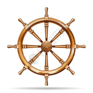 古董木船轮白色背景上矢量插图古董木制船轮图片