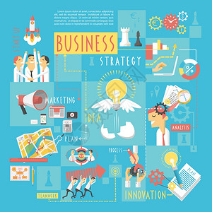 启动业务计划战略模式与信息图表要素海报营销分析队抽象草图矢量插图商业信息图表元素海报图片