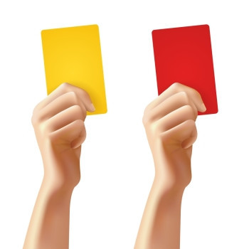 现实的人类手着红色犯规足球卡矢量插图手足球卡图片