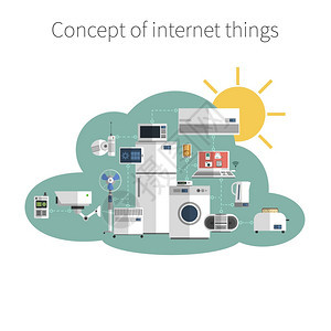物联网平图标公共数据云保护环境符号海报抽象矢量插图互联网事物海报打印图片