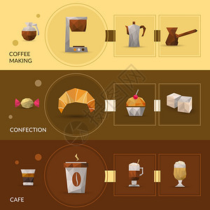 咖啡制作糖果多边形水平横幅孤立矢量插图波兰咖啡糖果横幅图片