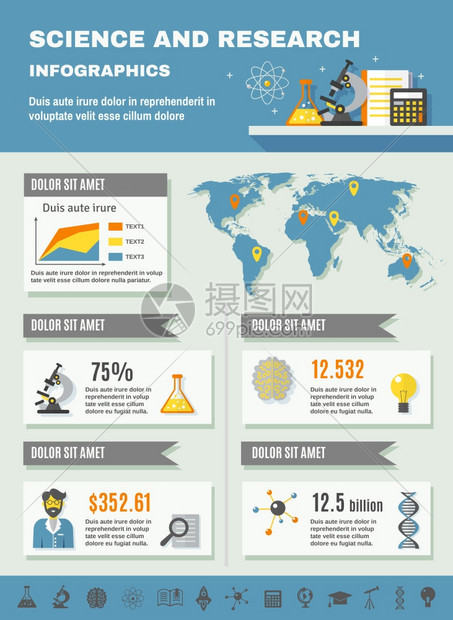 科学研究信息与实验室实验符号图表世界矢量插图科学研究信息图表图片