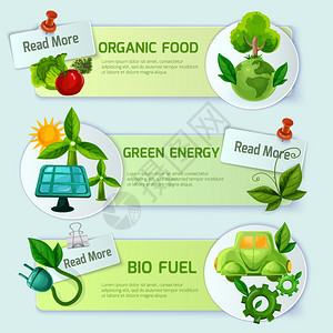生态横幅水平机食品绿色能源生物燃料卡通元素孤立矢量插图生态横幅套图片