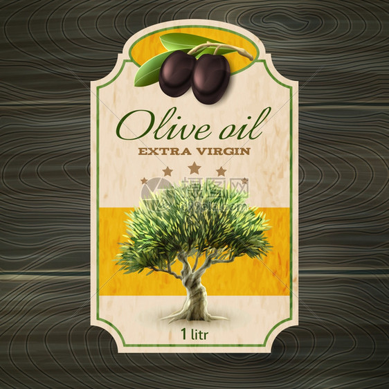 橄榄油标签打印最佳质量的特级初榨橄榄油商标瓶可以标签与树抽象矢量插图图片