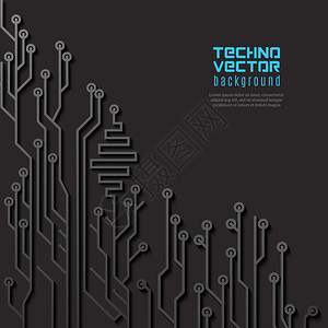 高科技主板计算机处理器电路的黑色背景矢量插图电路黑色背景图片