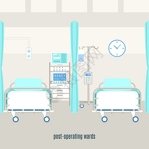 医疗岗位手术康复病房海报医疗后恢复病房设备与监视器,病人监督与监视器抽象矢量插图背景图片