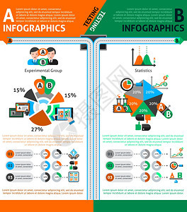 带选择比较符号图表矢量插图的ab测试信息集测试信息集图片