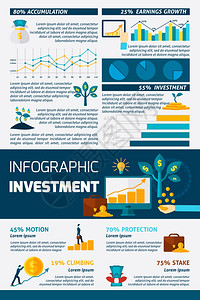 投资平彩色信息图投资统计增长爬坡运动股权保护积累平颜色信息矢量插图背景图片