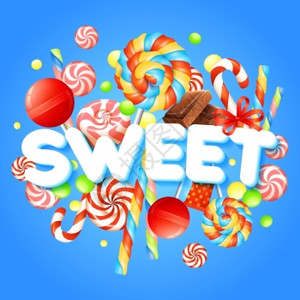 糖果与多色糖果巧克力现实矢量插图甜蜜的现实插图图片