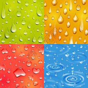 水滴广场横幅套水跟随下降落圆拉长形状颜色方形横幅矢量插图图片
