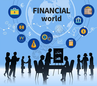 金融商业世界成横幅金融商业世界成功的管理,定义符号成横幅与利可图的队流程图抽象向量插图图片