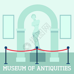 文物博物馆海报文物博物馆海报与雕塑阿芙罗狄蒂平矢量插图图片