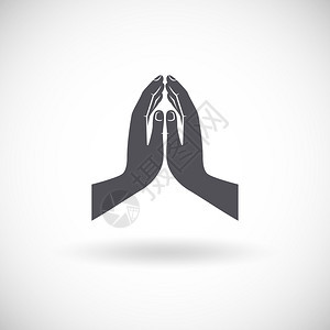 祈祷手平宗教符号黑色图标孤立白色背景矢量插图祈祷的手图标图片