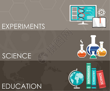三个科学横幅信息图表平风格矢量插图图片
